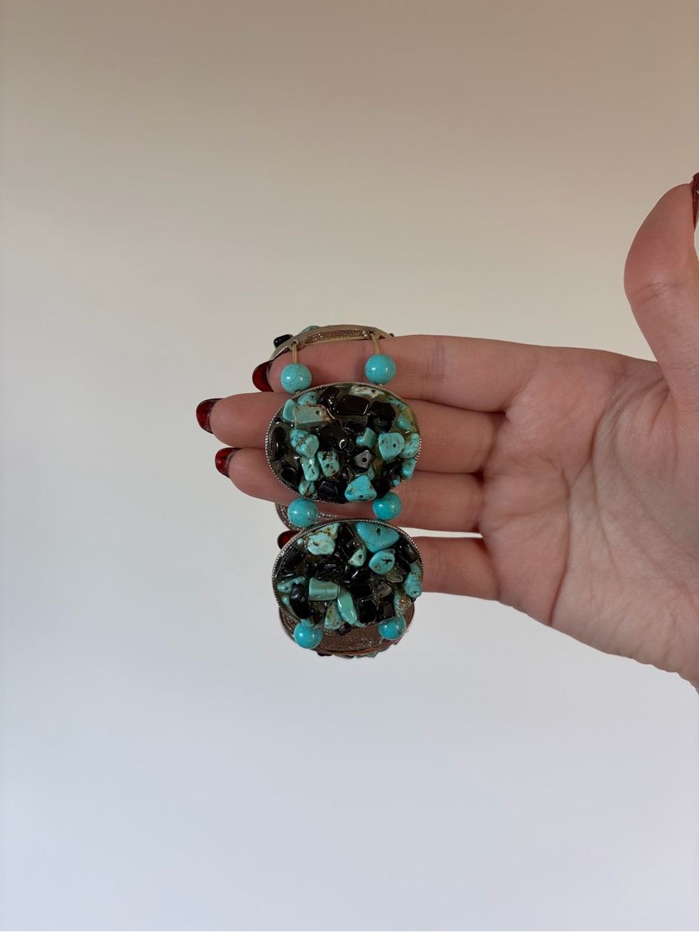 Vintage Turquoise Bead Cluster Dangle Earrings